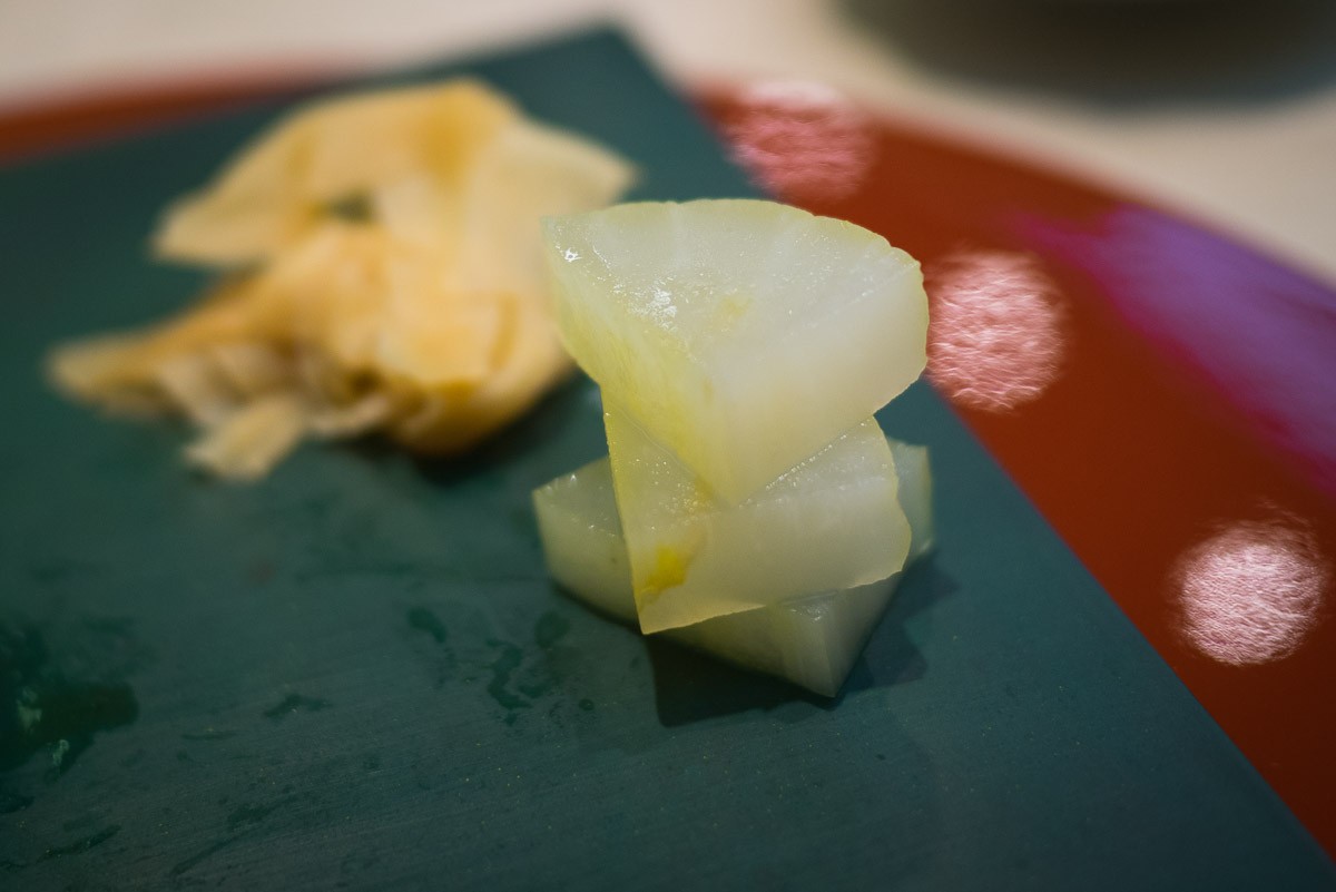Daikon à la moutarde japonaise.